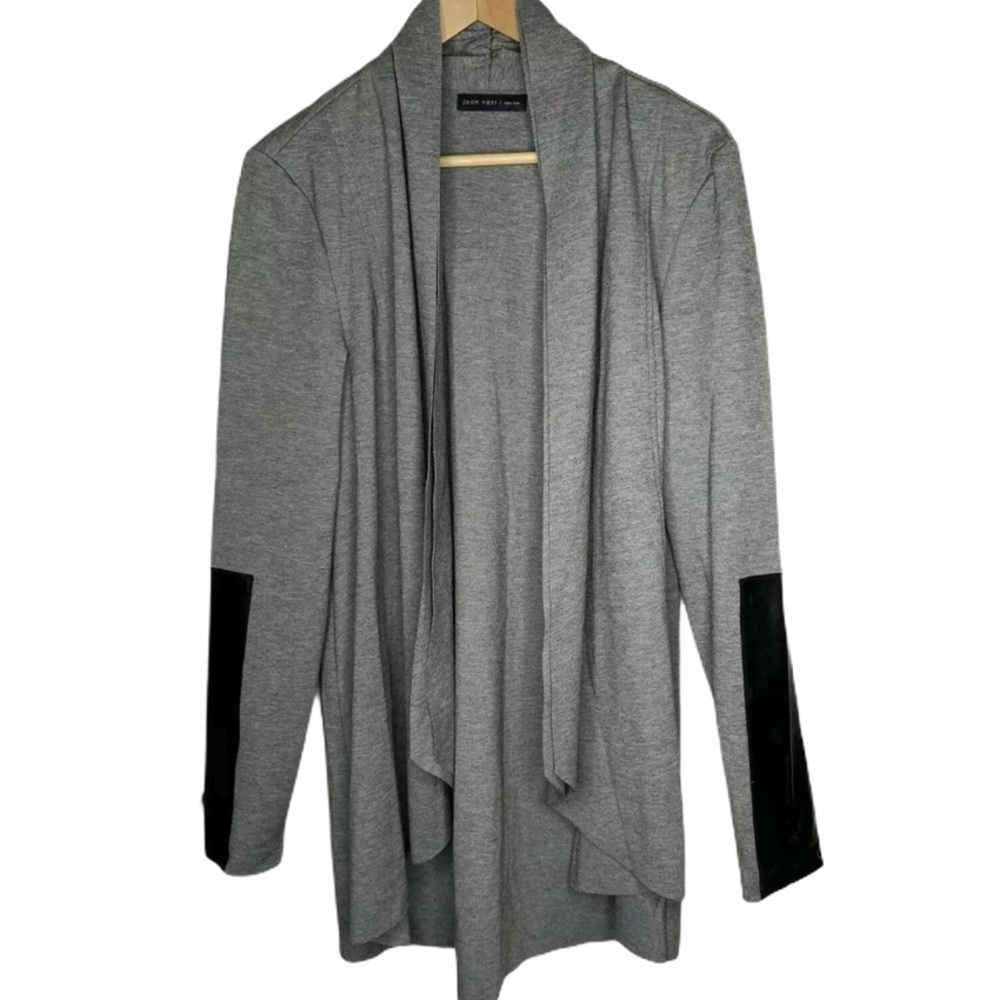 Joan Voss womens cardigan faux leather medium